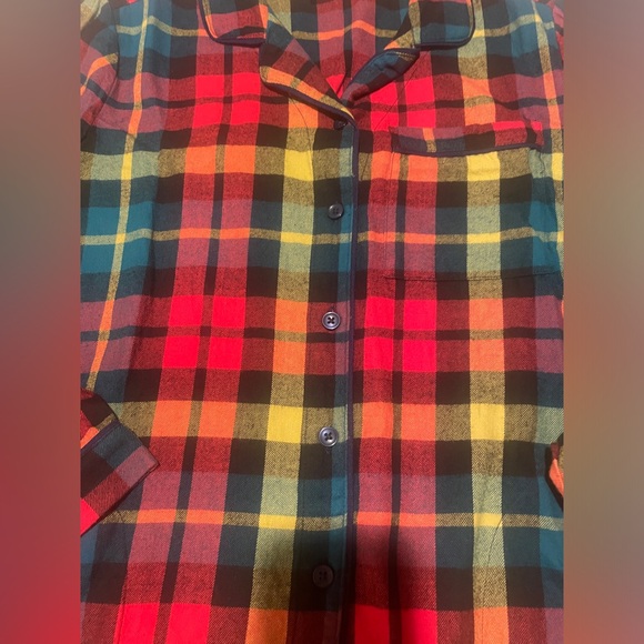 Hanna Andersson women’s Colorful Plaid flannel Button-Up nightshirt w/pockets - Picture 5 of 8